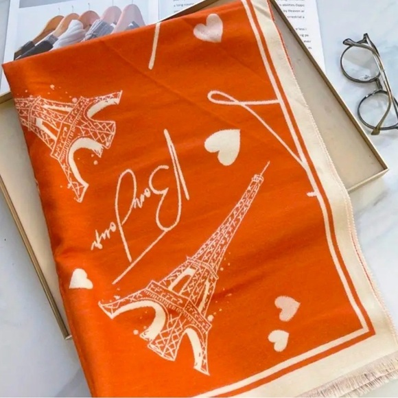 Beautiful  Scarf - Cream and Orange NWOT - Picture 1 of 7